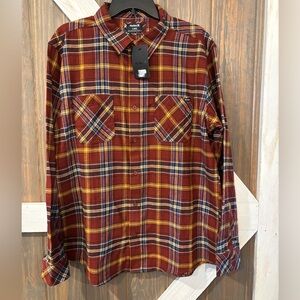 Hurley Plaid Flannel Button Up Shirt Mens Sz Large